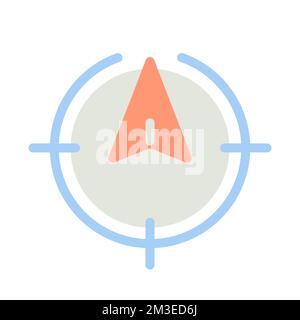Tracking position in real time flat color ui icon Stock Vector