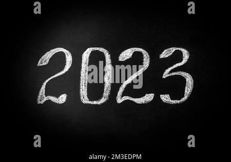 New Year. Numbers 2023 on a black background. Stock Photo