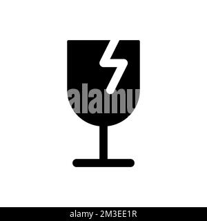 Broken wineglass black glyph ui icon Stock Vector