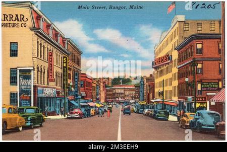 Main Street, Bangor, Maine , Cities & towns, Tichnor Brothers Collection, postcards of the United States Stock Photo