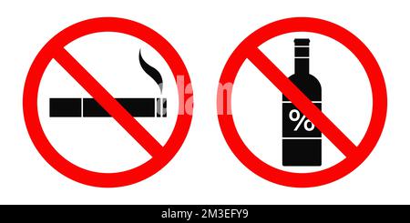 NO SMOKING, NO ALCOHOL sign. Vector. Stock Vector