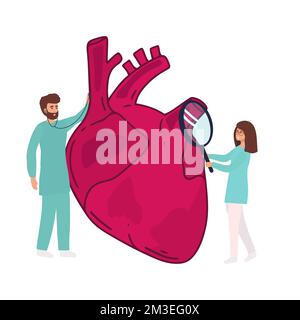 Healthy heart landing page website illustration vector flat design. Stock Vector