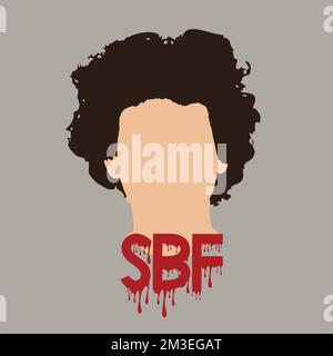Casablanca, Morocco - 13 December 2022: faceless illustration of Sam Bankman-Fried SBF and text with bloody effect Stock Photo