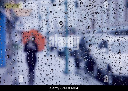 The scenery outside the window on a rainy day Stock Photo