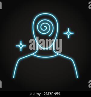 Hypnosis neon icon in line style. Hypnotised person symbol. Vector illustration Stock Vector