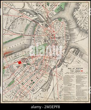 Map of Boston showing location of the Lenox , Hotels, Massachusetts, Boston, Maps, Boston Mass., Maps Norman B. Leventhal Map Center Collection Stock Photo