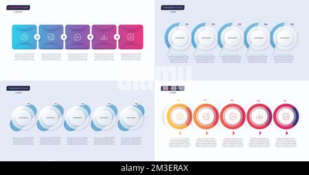Set of vector infographic templates composed of 5 shapes Stock Vector