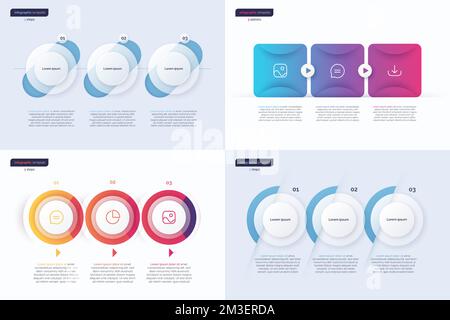 Set of vector infographic templates composed of 3 shapes Stock Vector