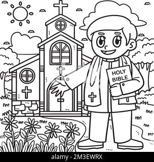 Christian Priest Coloring Page Illustration Stock Vector Image & Art ...
