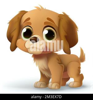 a little puppy with big eyes standing up with a sad look on his face and a sad look on his face. . Stock Photo