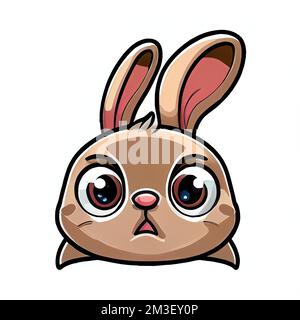 a cartoon bunny with big eyes and a sad look on its face. . Stock Photo