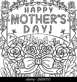 Happy Mothers Day Coloring Page for Kids Stock Vector