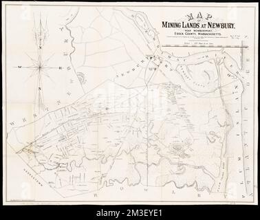 Map of mining lands at Newbury, near Newburyport, Essex County, Massachusetts , Mineral industries, Massachusetts, Newbury, Maps, Real property, Massachusetts, Newbury, Maps, Landowners, Massachusetts, Newbury, Maps, Newbury Mass., Maps Norman B. Leventhal Map Center Collection Stock Photo