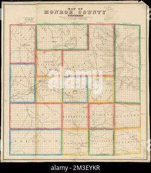 Map of Monroe County, Wisconsin , Monroe County Wis., Maps Norman B. Leventhal Map Center Collection Stock Photo