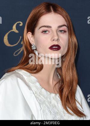 LOS ANGELES, CALIFORNIA, USA - DECEMBER 14: British-American actress Lucy Boynton wearing Chanel arrives at the Los Angeles Premiere Of Netflix's 'The Pale Blue Eye' held at the Directors Guild of America Theater Complex on December 14, 2022 in Los Angeles, California, United States. (Photo by Xavier Collin/Image Press Agency) Stock Photo