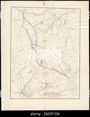 Map of parts of Middlesex & Essex counties, showing the rail road routes between Salem, Lowell, Boston & Methuen , Railroads, Massachusetts, Essex County, Maps, Railroads, Massachusetts, Middlesex County, Maps, Essex County Mass., Maps, Middlesex County Mass., Maps Norman B. Leventhal Map Center Collection Stock Photo