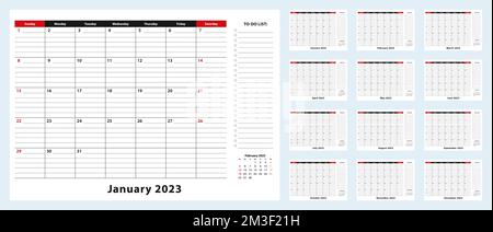 February 2023 Monthly Desk Pad Calendar week starts from sunday, size ...