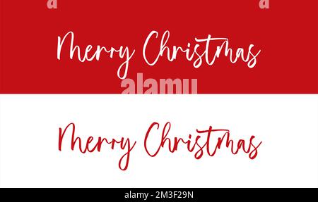 Merry Christmas script hand lettering on white and red backgrounds, Merry Christmas text styles, Merry Christmas 2023 calligraphy Stock Vector