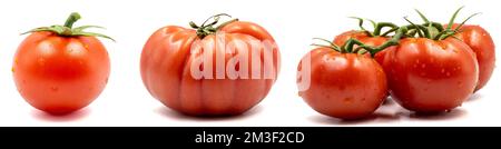 Set of tomato varieties images. Tomato isolated on white background. Clipping Path. Full depth of field. close up Stock Photo