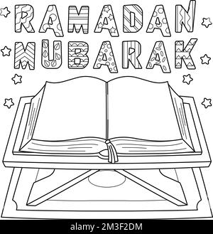 Ramadan Quran Coloring Page for Kids Stock Vector