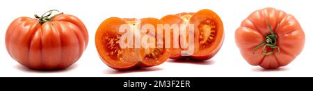 Set of tomato varieties images. Tomato isolated on white background. Clipping Path. Full depth of field. close up Stock Photo