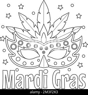 Mardi Gras Jester Mask Coloring Page Illustration Stock Vector Image ...