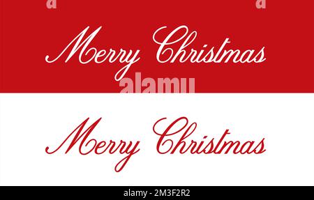 Merry Christmas script hand lettering on white and red backgrounds, Merry Christmas text styles, Merry Christmas 2023 calligraphy Stock Vector