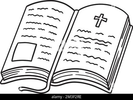Christian Holy Bible Isolated Coloring Page  Stock Vector
