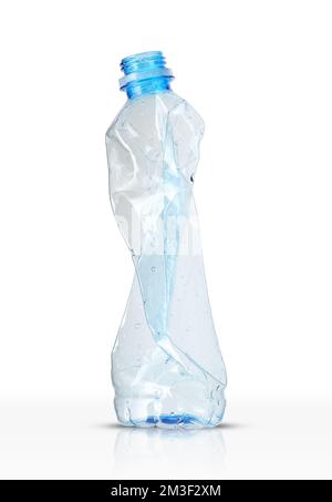 empty plastic bottle of mineral water on white background Stock Photo