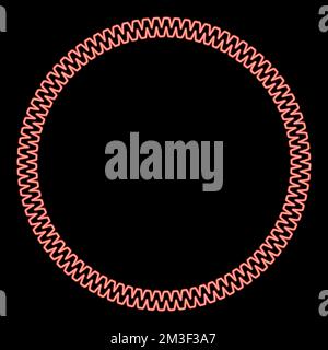 Neon decoration circle Decorative line Art frame red color vector illustration image flat style light Stock Vector