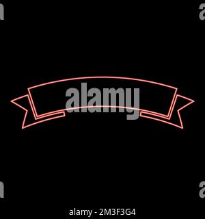 Neon ribbon banner Advertising banner red color vector illustration image flat style light Stock Vector