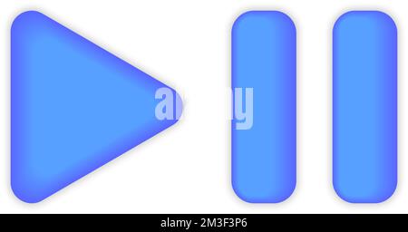 Icon play, pause button 3d vector illustration eps 10 Stock Vector