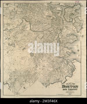 Map Of Boston And Vicinity , Boston Mass., Maps Norman B. Leventhal Map ...