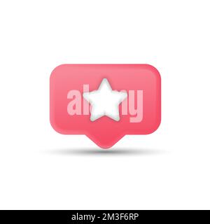 Message notification icon. Cloud new message realistic 3d design. Dialog, Chat Speech Bubble with a star. Clicks the arrow cursor on dialogue. Vector Stock Vector