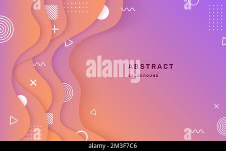 Purple and Orange gradient background dynamic wavy light and shadow. liquid dynamic shapes abstract composition. modern elegant design background. ill Stock Vector