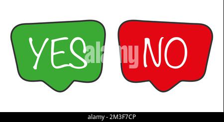 Yes and now speech bubble icons green and red colors vector eps 10 illustration Stock Vector