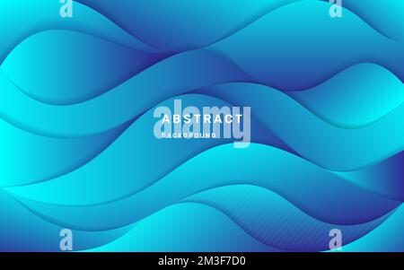 Blue gradient background dynamic wavy light and shadow. liquid dynamic shapes abstract composition. modern elegant design background Stock Vector