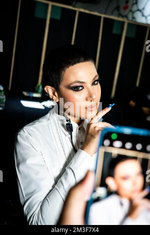 Bangkok, Thailand. 14th Dec, 2022. SILVY Pavida poses for a portrait backstage before performing. The Standard, Bangkok Mahanakhon, celebrates its grand opening with a Festival of Music on 14 December 2022, officially marking the celebrated arrival of The Standard's Asia flagship in the Thai capital. Credit: Matt Hunt/Neato/Alamy Live News Stock Photo