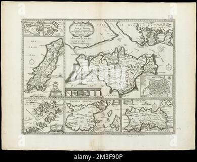 A map of the Isle of Wight Portsea Halinge, also the islands of Iarsey & Garnsey which are part of Hampshire , Isle of Wight England, Maps, Early works to 1800 Norman B. Leventhal Map Center Collection Stock Photo