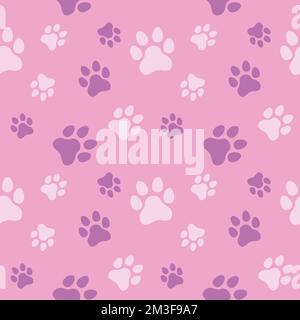 Dog and Cat paw seamless pattern vector doodle abstract animal footprint background for fabric, texture and wallpaper illustration for digital print Stock Vector