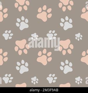 Dog and Cat paw seamless pattern vector doodle abstract animal footprint background for fabric, texture and wallpaper illustration for digital print Stock Vector