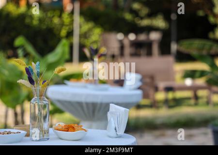 dry flowers on the table in wedding decoration Stock Photo