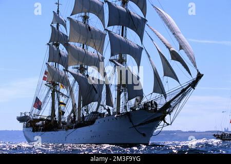 Danish tall ship Danmark, La Coruna, 2006 Stock Photo