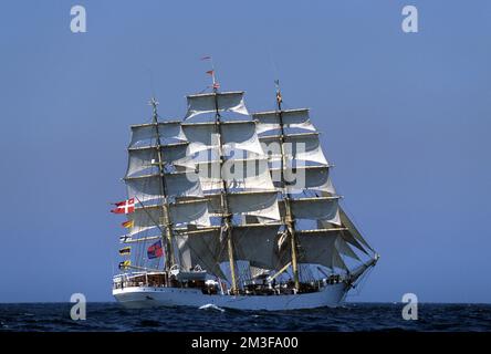 Danish tall ship Danmark, La Coruna, 2006 Stock Photo