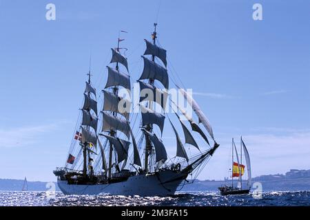 Danish tall ship Danmark, La Coruna, 2006 Stock Photo