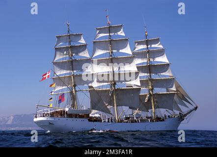 Danish tall ship Danmark, La Coruna, 2006 Stock Photo