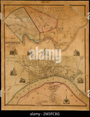 Map of the town of Haverhill, Essex County, Mass , Landowners, Massachusetts, Haverhill, Maps, Central business districts, Massachusetts, Haverhill, Maps, Haverhill Mass., Maps Norman B. Leventhal Map Center Collection Stock Photo