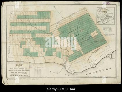 Map of the townships of Hamilton & Cox, Bay of Chaleurs, District of Caspé, Lower Canada , Real property, Québec Province, Bonaventure, Maps, Real property, Québec Province, New Carlisle, Maps, Bonaventure Québec, Maps, New Carlisle Québec, Maps Norman B. Leventhal Map Center Collection Stock Photo