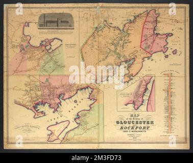 Map of the towns of Gloucester and Rockport, Essex Co., Massachusetts , Essex County Mass., Maps, Gloucester Mass., Maps, Rockport Mass. : Town, Maps Norman B. Leventhal Map Center Collection Stock Photo