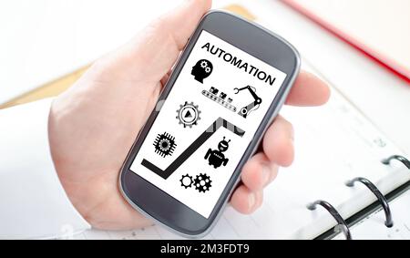 Automation concept shown on a smartphone screen Stock Photo